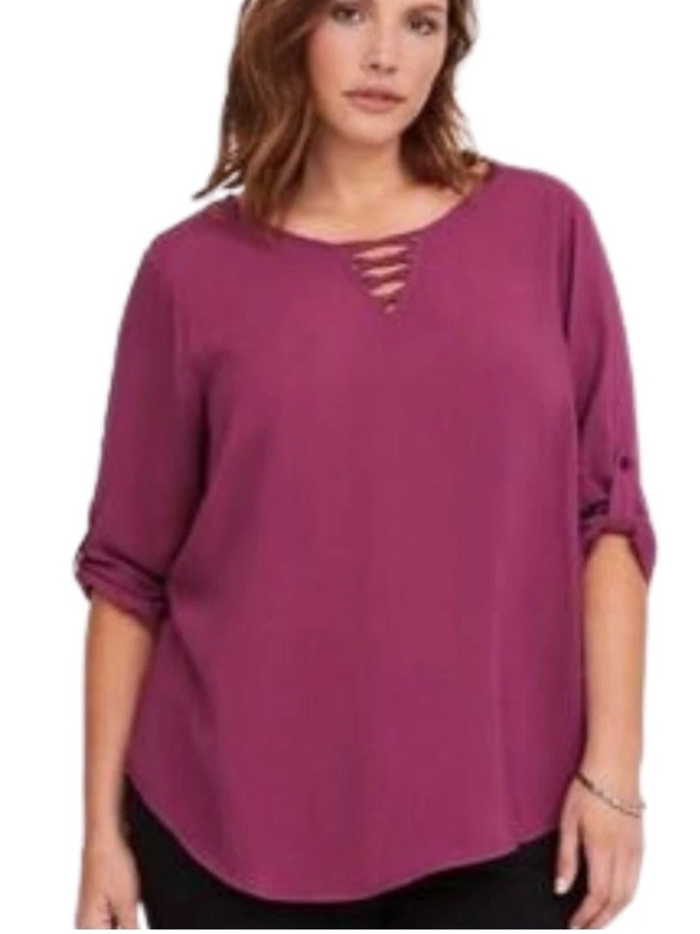 Torrid Challis Strappy Front Pullover Top Women’s Plus Size 2 / 2X fits 18 20